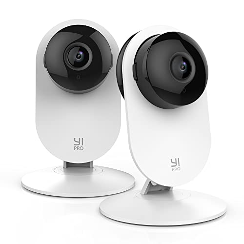 YI Pro 2K 2pcs Home Security Camera, Indoor Camera with Person, Vehicle, Animal Detection, Phone App for Baby, Pet, Dog, Monitoring, Compatible with Alexa and Google Assistant