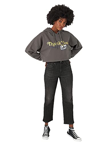 Lee Women's High Rise Straight Ankle Jean, Washed Black, 27 (US 4)