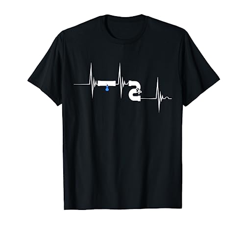 Plumber Pipefitter Heartbeat EKG Pulse Steamfitter Plumbing T-Shirt