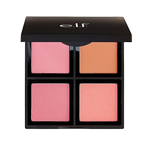 e.l.f., Powder Blush Palette, 4 Shades, Mix & Match, Long Lasting Pigment, Contours, Shades, Sculpts, Highlights, Light, All-Day Wear, 0.48 Oz
