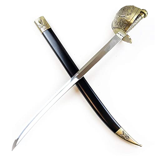 P.S. Caribbean Pirate Sword Pirate Cutlass Saber Sword. for Collection, Cosplay, LARP and Outdoor Sport (Basket Guard Saber)
