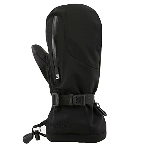 Swany Men's Norse Soft Warm Insulated Durable Flexible Toaster Leather Palm Winter Sports Mittens, Black, L