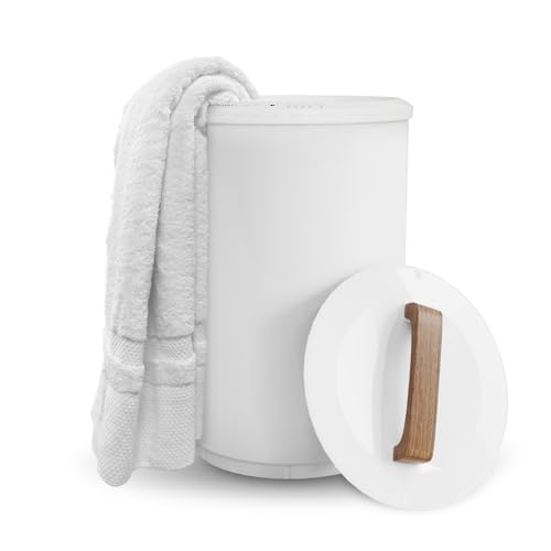 SAMEAT Heated Towel Warmers for Bathroom - Large Towel Warmer Bucket, Wood Handle, Auto Shut Off, Fits Up to Two 40'X70' Oversized Towels, Best Ideals