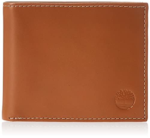 Timberland Men's Leather Wallet with Attached Flip Pocket, Tan (Cloudy), One Size