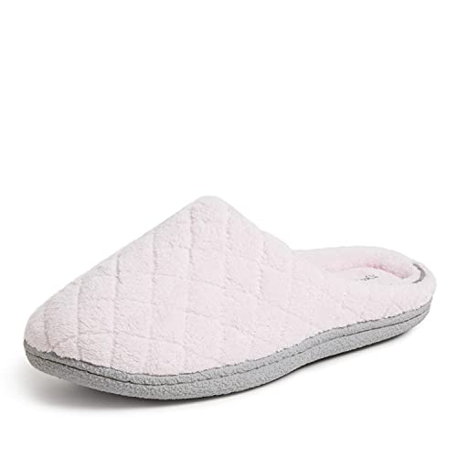 Dearfoams Womens Leslie Washable Memory Foam Terry Clog With Wide Widths Slipper, Fresh Pink, 7-8 US
