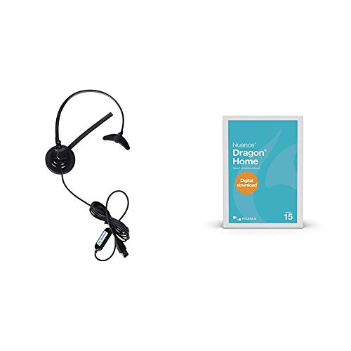Dragon Home 15.0, Dictate Documents and Control your PC with Voice Recognition Software – [PC Download] Dragon USB Headset