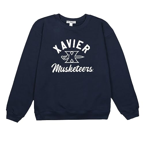 Suburban Riot Xavier University Official Classic Script Willow Women's Long Sleeve Fleece Sweatshirt (X-Large) Navy