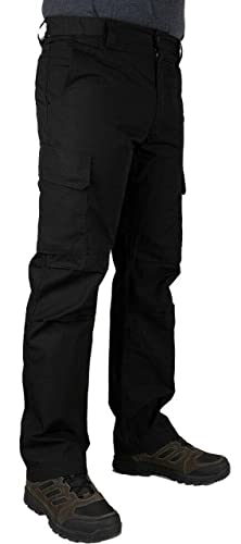 LA Police Gear Men's Urban Ops Tactical Pants, Lightweight Cargo Pants for Men, Water/Stain Resistant Durable Ripstop Pants - Black - 34 x 30