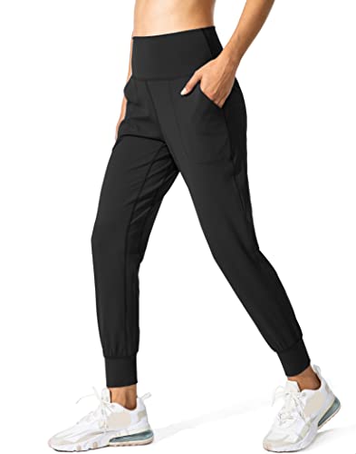 G Gradual Women's Joggers High Waisted Yoga Pants with Pockets Loose Leggings for Women Workout, Athletic, Lounge (Black, X-Large)