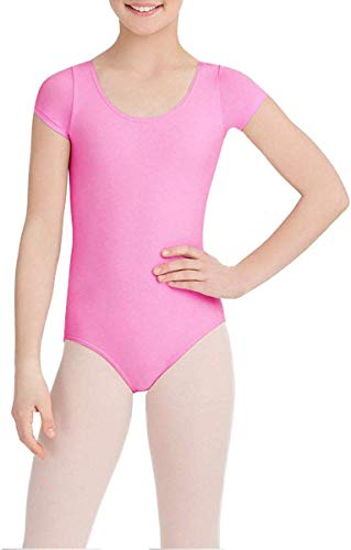 Capezio Girls' Big Classic Short Sleeve Leotard, Candy Pink, Medium