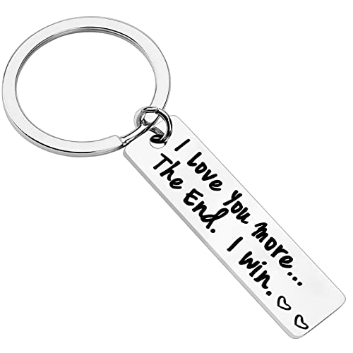 Couple Keychain for Him and Her I Love You More The End I Win BFF Girlfriend Boyfriend Husband Wife Couple Key Ring for Romantic Gift Valentine, Father’s Day, Mother’s Day, Christmas Anniversary