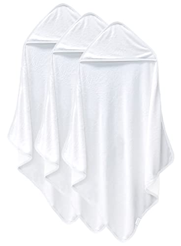 Cosy Family 3 Pack Baby Hooded Towels, Rayon Made from Bamboo, Ultra Soft Unisex Bath Towels for Babies,Toddler,Infant - Newborn Essential - Ultra Absorbent Toddler Towels for Baby Boy Girl - White