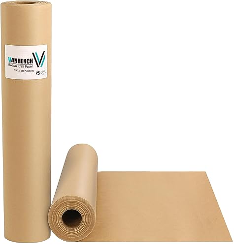 Brown Packing Paper 15'×450', Art Craft Paper, Christmas Wrapping Paper, Kraft Paper Roll for Moving Boxes Supplies, Gift Wrapping Bouquet Flower Paper, Poster Bulletin Board Paper, Arts and Crafts
