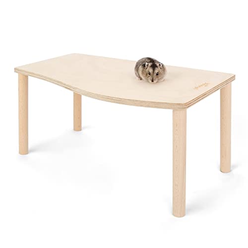 Niteangel Hamster Play Wooden Platform for Food Bowl Drinking Bottle and Other cage Accessories (Wave - 7' Height)