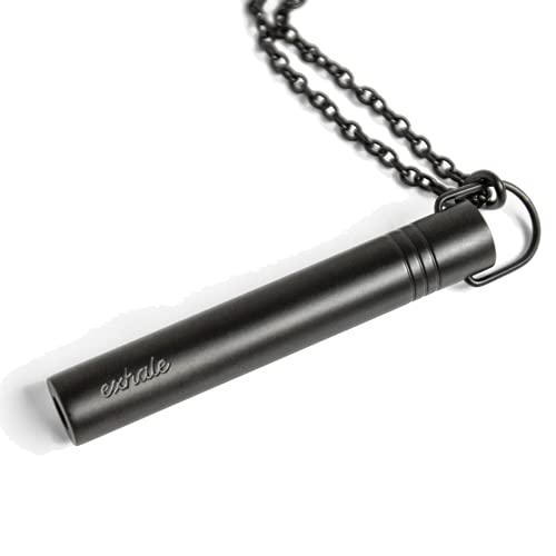 Flō Stress Relief Mindful Necklace - Breathing Necklace Meditation with Chain - Breathing Necklace Tool - Matte Black