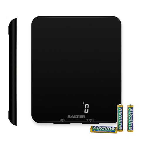 Salter Phantom Digital Kitchen Scale - Electric Food Weighing Scales for Cooking/Baking, Hidden Until Lit, Easy to Read LCD Display, Metric/Imperial Weight Measurements, 15 Year Guarantee - Black