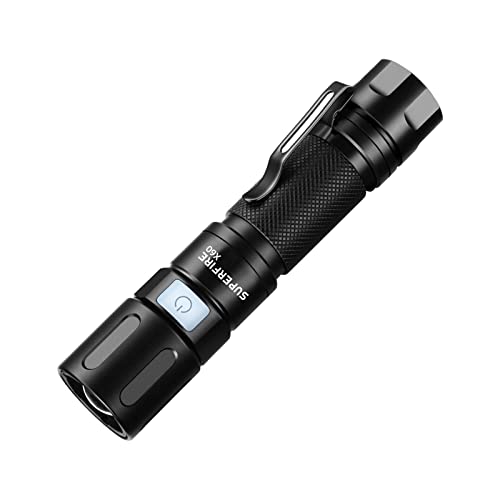 SuperFire Rechargeable Flashlights High Lumens, Small Flashlight Powerful Tactical Flashlight with Zoomable, 4Modes, Water Resistant Flashlights for Emergencies, Hiking,Camping…