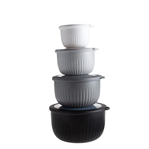 COOK WITH COLOR Prep Bowls with Lids- Deep Mixing Bowls Nesting Plastic Small Mixing Bowl Set with Lids (Black Ombre)