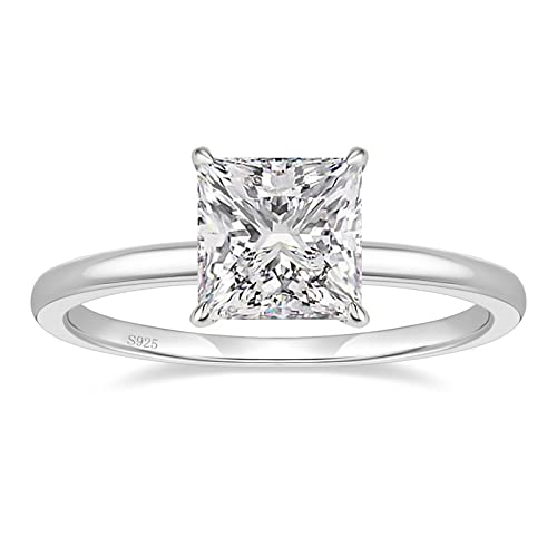 EAMTI 2CT 925 Sterling Silver Engagement Rings Princess Cut Cubic Zirconia CZ Wedding Promise Rings for Her Stunning Wedding Bands for Women Size 6