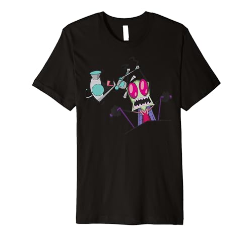 Invader Zim Gir Pulling Zim's Antennas Portrait Premium T-Shirt