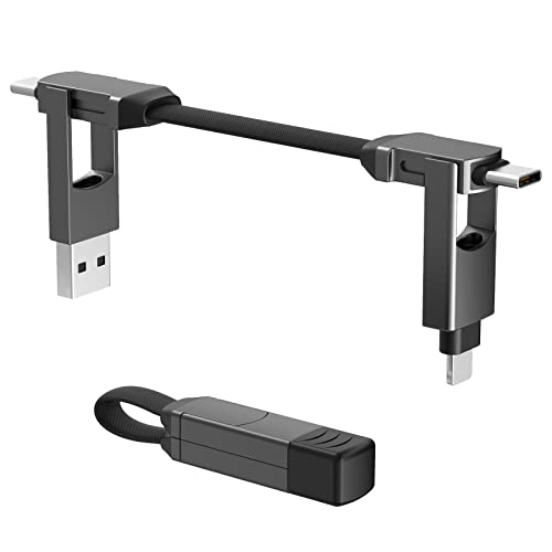 【2Pack】 Multi Charging Cable, Magnetic Keychain 5 in 1 Multi Charger Data Cord, 60W PD USB C Cable, Micro USB Connectors Compatible Phone Tablet Laptop Portable Charger Power Bank Gift for Men Women