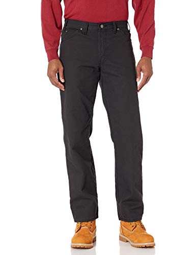Dickies Men's Relaxed Fit Straight-Leg Duck Carpenter Jean, Black, 36W x 32L