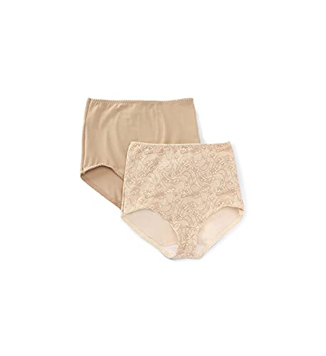 Bali womens Cotton Light Control Dfx037 2-pack shapewear briefs, Nude/Lace for Flowers, X-Large Plus