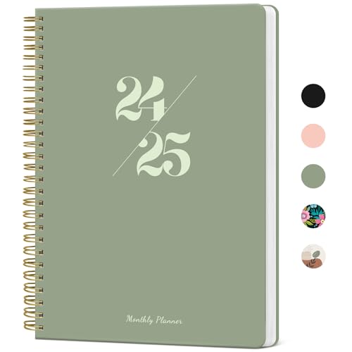 Monthly Planner 2024-2025, 2024 Calendar 21 Months Planner, APR 2024 - DEC 2025, 7.4' x 9.6', 2024 Planner Spiral Bound, Perfect for School & Office - Green