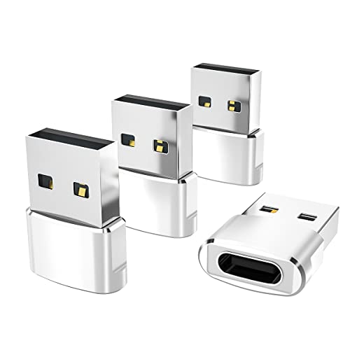 Elebase USB to USB C Adapter 4Pack,Type C Female to A Male Cable Converter for Apple Watch Ultra iWatch 7 8 SE,iPhone 12 13 14 15 Pro Max Plus,Airpods,iPad 8th 9th 10th Air 4th 5th Mini 6th Generation