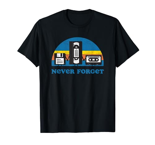Never Forget T Shirt Funny Floppy Disk VHS Tape 90s 80s Tee