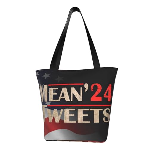 Mean Tweets 2024 Pro Donald Trump '24 Funny Anti Biden Fashion Shoulder Bag Large Capacity For Man Or Woman
