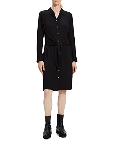 Theory Women's Tie-Waist Shirtdress, Black, Small