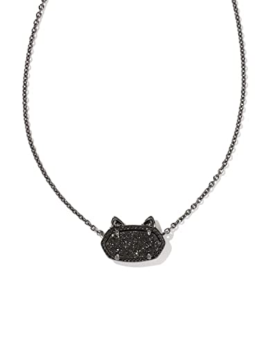 Kendra Scott Elisa Cat Pendant Necklace, Fashion Jewelry for Women, Gunmetal, Black Drusy