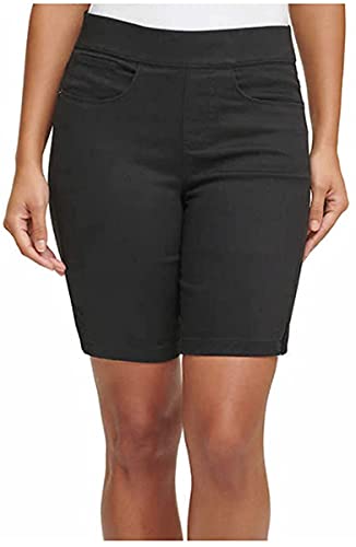 DKNY Jeans Women's Comfort Stretch Pull-On Bermuda Short (Black, Small)