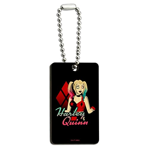 GRAPHICS & MORE Harley Quinn Animated Series Harley Diamonds Wood Wooden Rectangle Keychain Key Ring