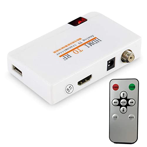 RF Modulator HDMI Coax Adapter VHF HD Digital Video Input Converter for DVR Chromecast Roku Blu-ray Player Fire Stick PS4 Xbox Gaming Laptop to F Type Female Antenna ANT Output Analog Coaxial NTSC TV