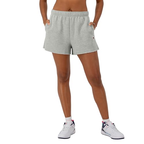 Champion, Powerblend, Comfortable Fleece Shorts for Women, 3', Oxford Gray, Medium