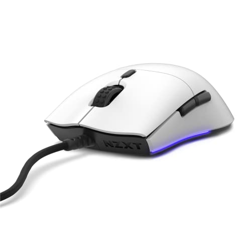 NZXT Lift - MS-1WRAX-WM - PC Gaming Mouse - Lightweight Symmetrical Mouse - High-end PixArt 3389 Optical Sensor - 16k Resolution - RGB Lighting - Low-Drag Cable - White
