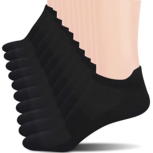 Cozi Foot 10 Pairs Women Ankle Socks Thin Soft Athletic Low Cut Socks With Tab (Shoe Size: 5-8, C02-Black)