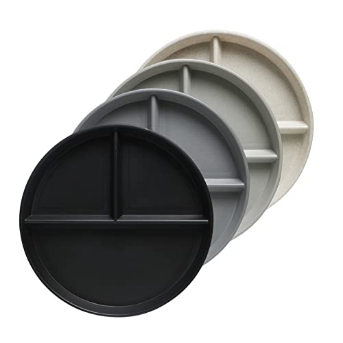 greenandlife 9 Inch (4PCS) Unbreakable Divided Plates for Kids Adults, Dishwasher & Microwave Safe Compartment Plates, Lightweight Reusable Plastic Portion Control Plates, BPA Free and Healthy