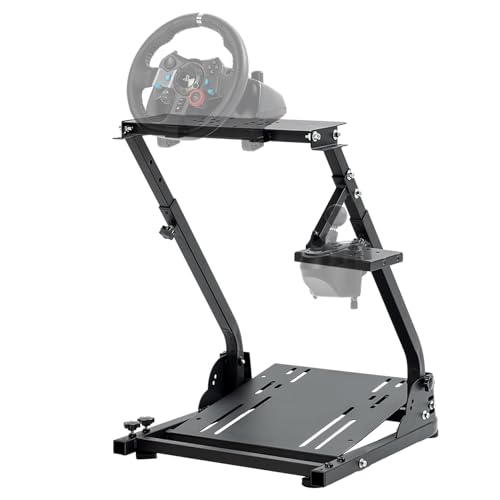 Anman Entry level Racing Wheel Stand fit for Logitech/Thrustmaster/PXN/Fanatec G25,G27,G29,G923,T128x,T248,T80,T300,t500rs,Fully Foldable Steering Wheel Cockpit,Not Included Wheel Shifter Pedals