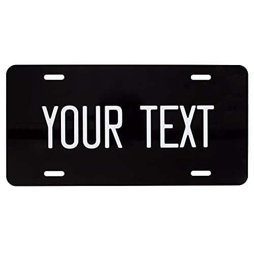 ExcelMark Custom License Plate for Front of Car – Personalized Aluminum Car Tags – 6” x 12” Universal Fit (Black)