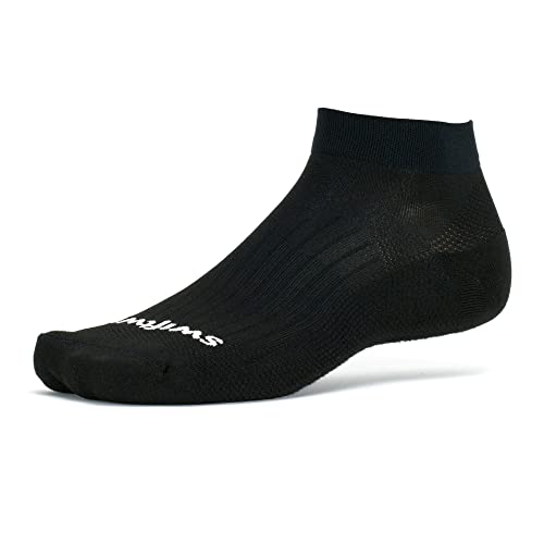 Swiftwick- ASPIRE ONE-Military Compliant Physical Training, Running Socks | Firm Compression Fit Ankle Socks (Black, Medium)