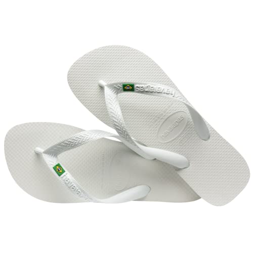 Havaianas Men's Slim Brazil Flip Flop - Men's Summer Sandals - White, 8