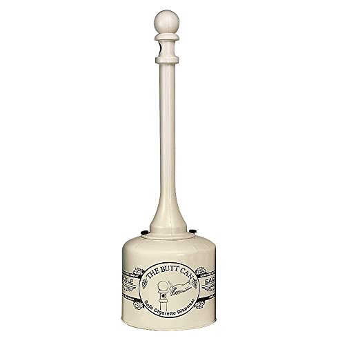Eagle 1205BEI Galvanized Steel Cigarette Butt Receptacle, 5 gallon Capacity, 40' Height, 12' Diameter, Beige', 12' od x 40' h