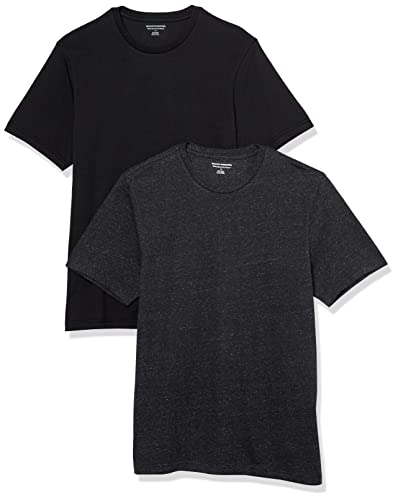 Amazon Essentials Men's Slim-Fit Short-Sleeve Crewneck T-Shirt, Pack of 2, Black/Charcoal Heather, XX-Large