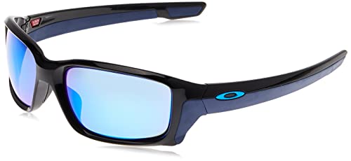 Oakley Men's OO9331 Straightlink Rectangular Sunglasses, Polished Black/Sapphire Iridium, 61 mm + 1