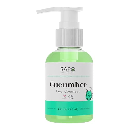 Sapo All Natural Cucumber Face Cleanser - A Gentle and Hydrating Facial Wash - Made with Cucumbers, Aloe & Vitamin C - Great for Dry or Oily Skin - 4 Fl Oz