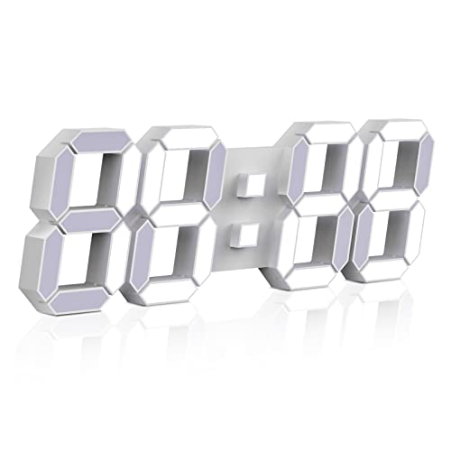 3D LED Digital Wall Clock 15 Inch with Remote Control Large Timer Nightlight Brightness Adjustable for Office Home Hotel Big Room