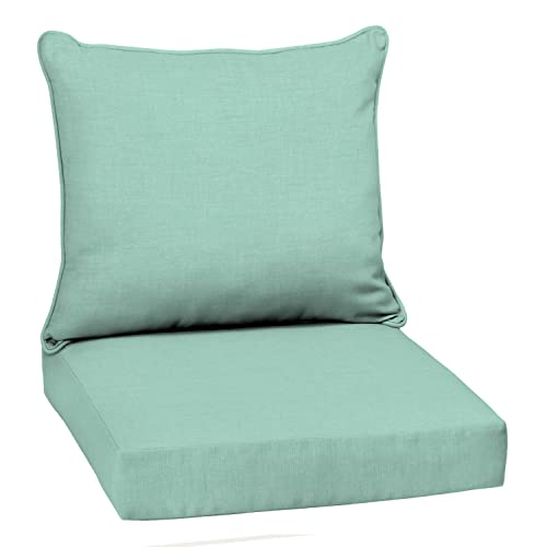 Arden Selections Outdoor Deep Seat Cushion Set, 22 x 24, Water Repellent, Fade Resistant 24 x 22, Aqua Leala